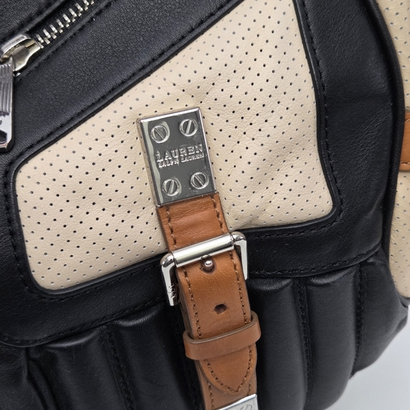 RARE LAUREN RALPH LAUREN QUILTED BIKER STYLE HOBO BAG - Picture 5 of 8